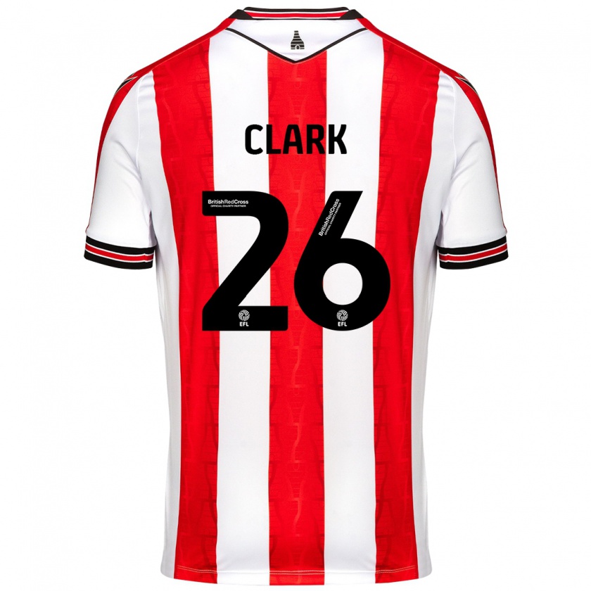 Kandiny Enfant Maillot Ciaran Clark #26 Rouge Blanc Tenues Domicile 2024/25 T-Shirt