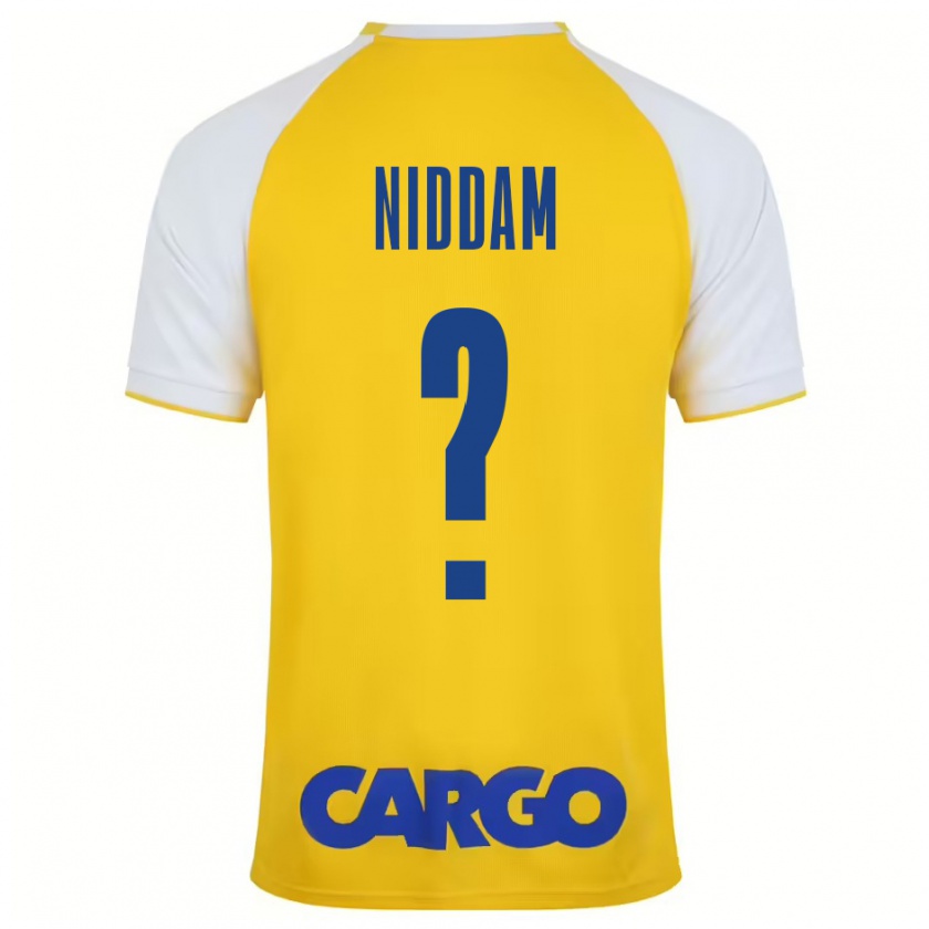 Kandiny Enfant Maillot Nadav Niddam #0 Jaune Blanc Tenues Domicile 2024/25 T-Shirt