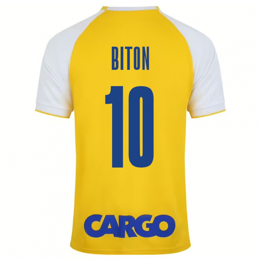 Kandiny Enfant Maillot Dan Biton #10 Jaune Blanc Tenues Domicile 2024/25 T-Shirt