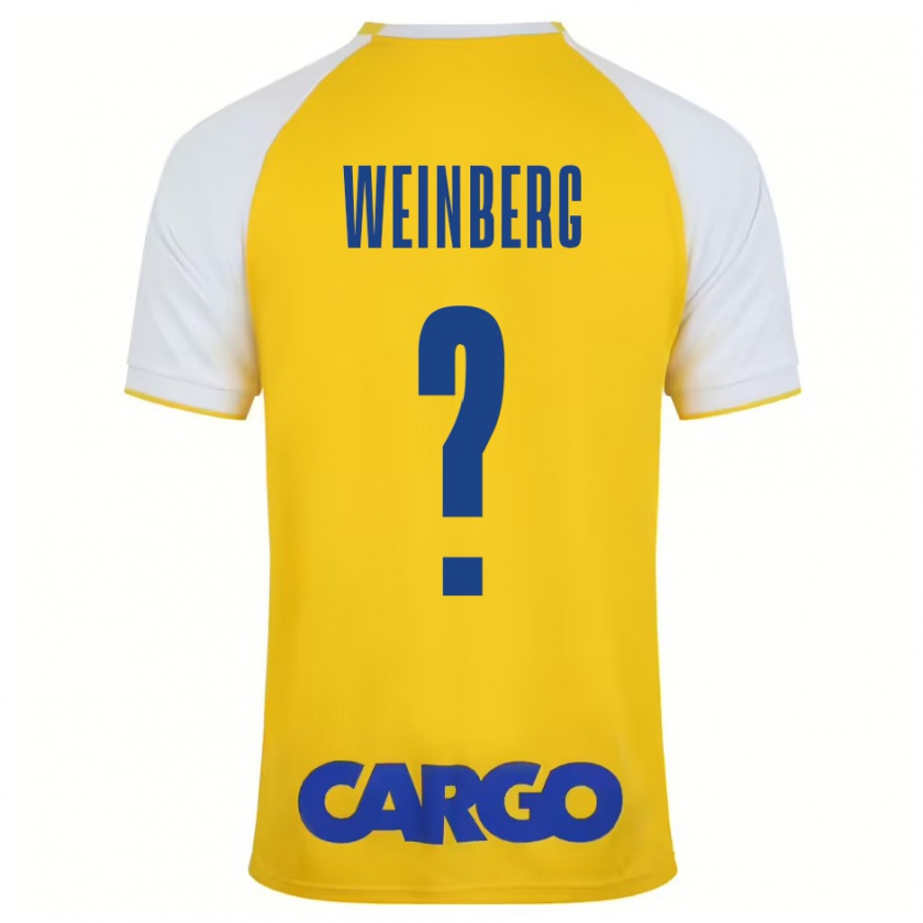 Kandiny Enfant Maillot Idan Weinberg #0 Jaune Blanc Tenues Domicile 2024/25 T-Shirt