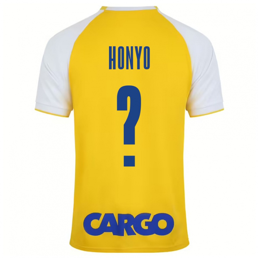 Kandiny Enfant Maillot Yoav Honyo #0 Jaune Blanc Tenues Domicile 2024/25 T-Shirt