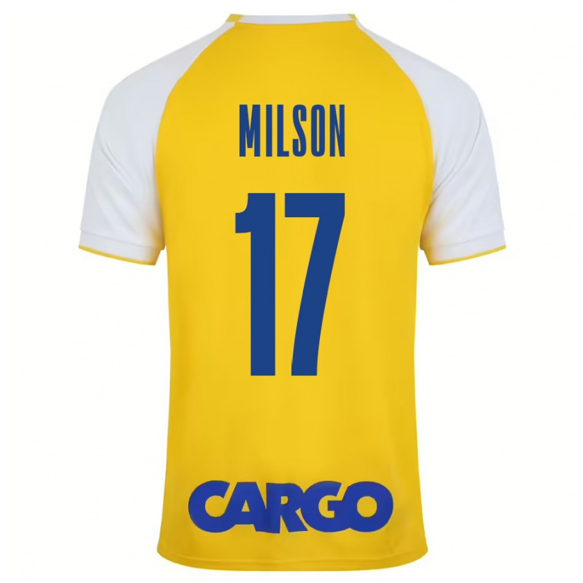 Kandiny Enfant Maillot Milson #17 Jaune Blanc Tenues Domicile 2024/25 T-Shirt