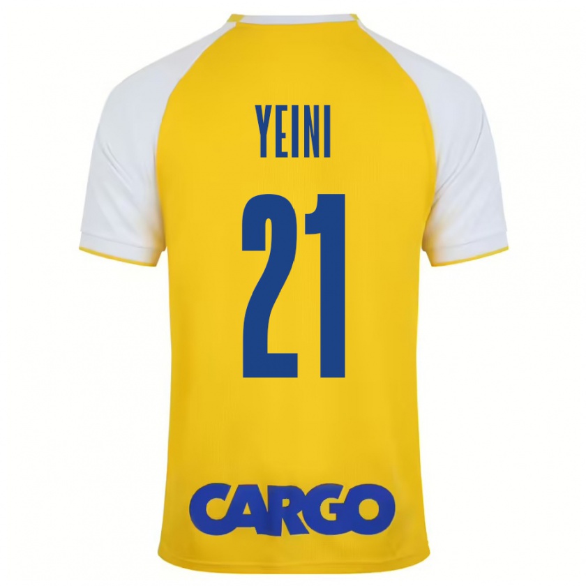 Kandiny Enfant Maillot Sheran Yeini #21 Jaune Blanc Tenues Domicile 2024/25 T-Shirt