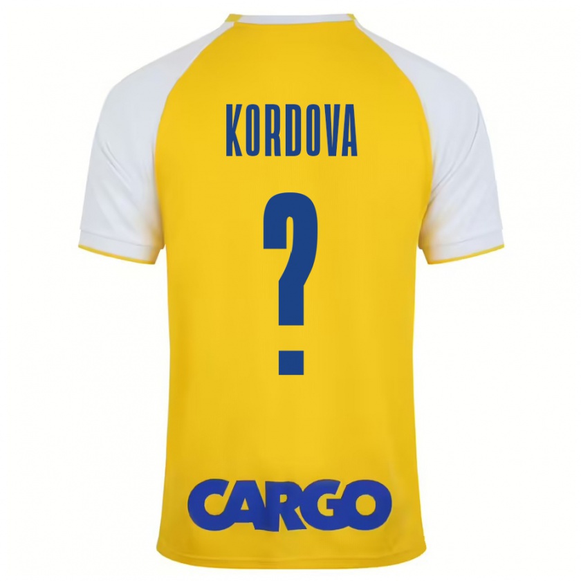 Kandiny Enfant Maillot Adir Kordova #0 Jaune Blanc Tenues Domicile 2024/25 T-Shirt