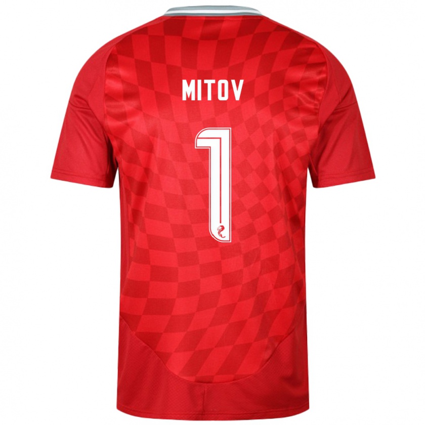 Kandiny Enfant Maillot Dimitar Mitov #1 Rouge Tenues Domicile 2024/25 T-Shirt