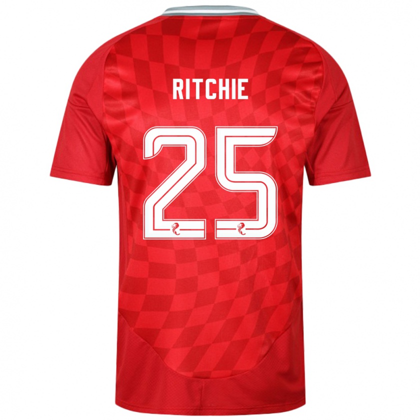 Kandiny Enfant Maillot Tom Ritchie #25 Rouge Tenues Domicile 2024/25 T-Shirt