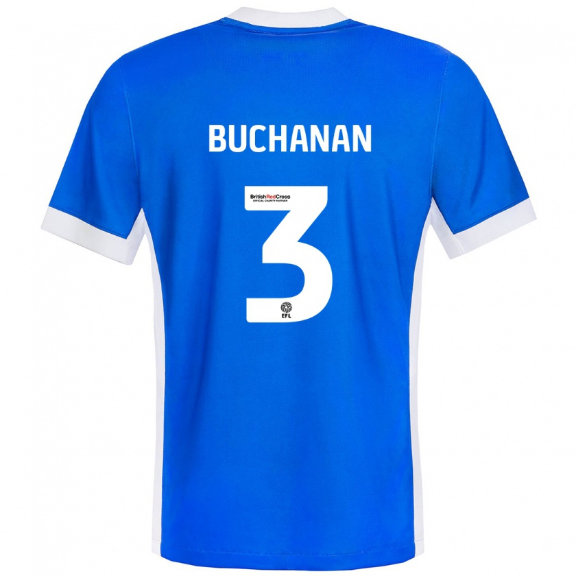 Kandiny Enfant Maillot Lee Buchanan #3 Bleu Blanc Tenues Domicile 2024/25 T-Shirt