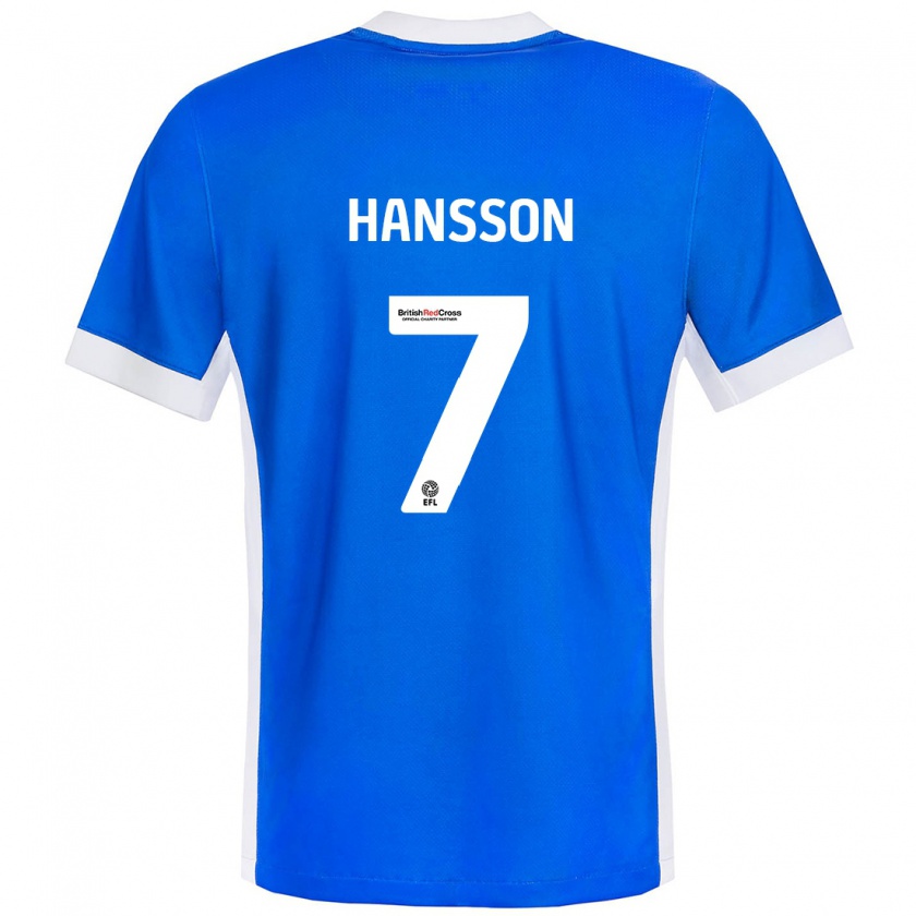 Kandiny Enfant Maillot Emil Hansson #7 Bleu Blanc Tenues Domicile 2024/25 T-Shirt