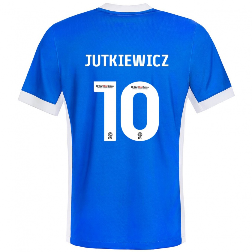 Kandiny Enfant Maillot Lukas Jutkiewicz #10 Bleu Blanc Tenues Domicile 2024/25 T-Shirt