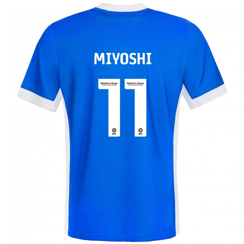 Kandiny Enfant Maillot Koji Miyoshi #11 Bleu Blanc Tenues Domicile 2024/25 T-Shirt