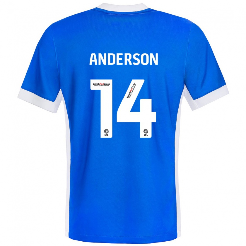 Kandiny Enfant Maillot Keshi Anderson #14 Bleu Blanc Tenues Domicile 2024/25 T-Shirt