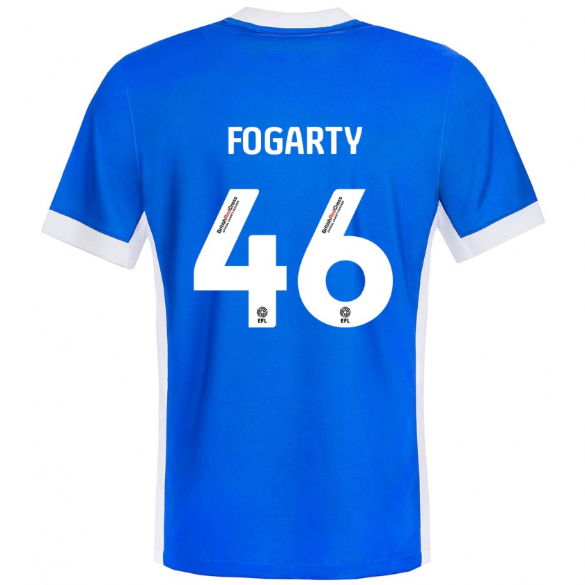 Kandiny Enfant Maillot Tom Fogarty #46 Bleu Blanc Tenues Domicile 2024/25 T-Shirt