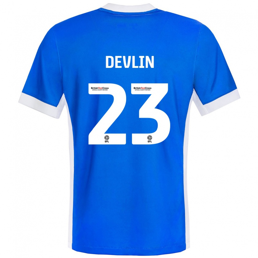 Kandiny Enfant Maillot Charlie Devlin #23 Bleu Blanc Tenues Domicile 2024/25 T-Shirt