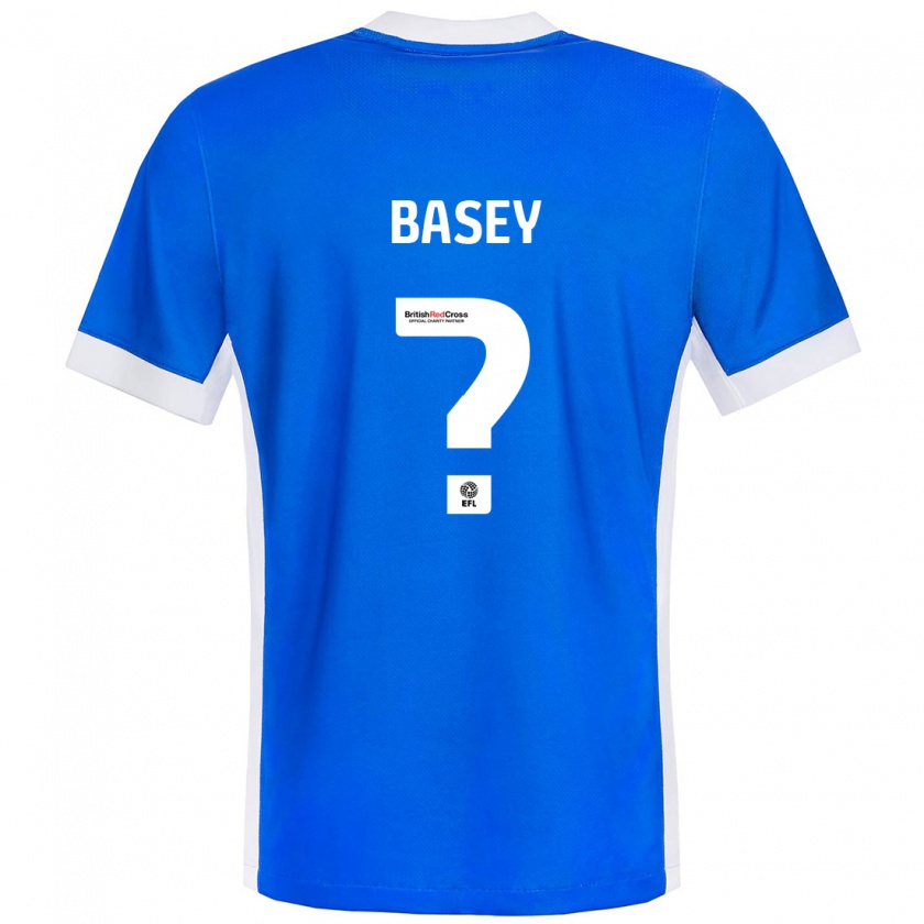 Kandiny Enfant Maillot Oliver Basey #0 Bleu Blanc Tenues Domicile 2024/25 T-Shirt