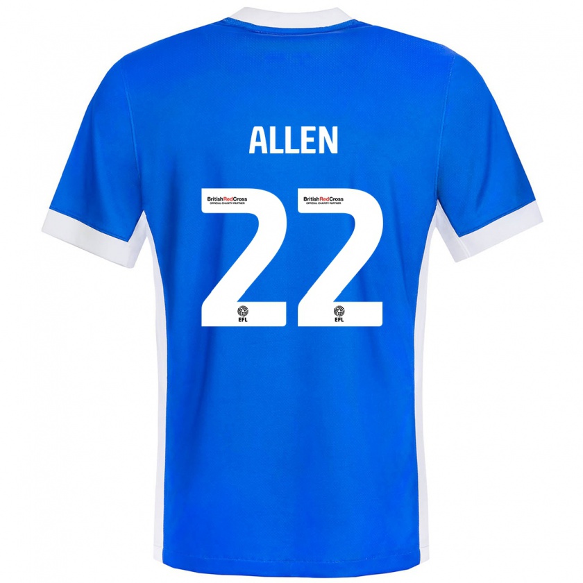 Kandiny Enfant Maillot Remi Allen #22 Bleu Blanc Tenues Domicile 2024/25 T-Shirt