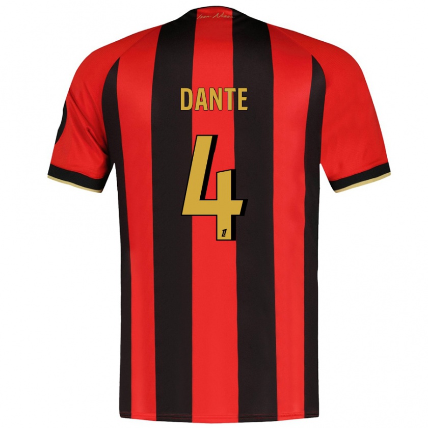 Kandiny Enfant Maillot Dante #4 Rouge Noir Tenues Domicile 2024/25 T-Shirt