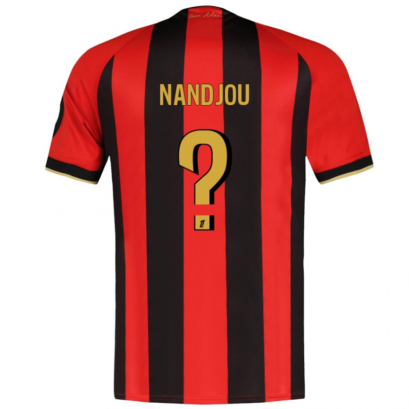 Kandiny Enfant Maillot Yaël Nandjou #0 Rouge Noir Tenues Domicile 2024/25 T-Shirt