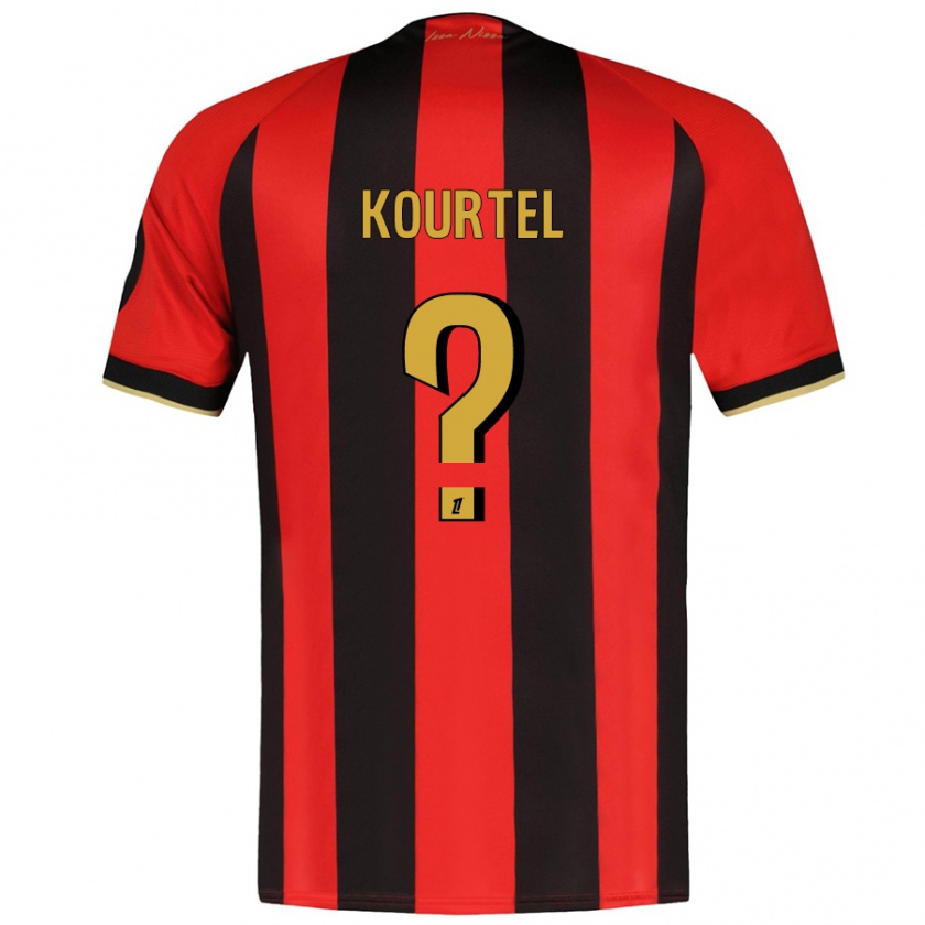 Kandiny Enfant Maillot Kaïs Kourtel #0 Rouge Noir Tenues Domicile 2024/25 T-Shirt