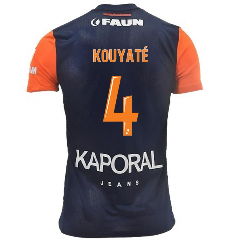 Kandiny Enfant Maillot Kiki Kouyaté #4 Bleu Marine Orange Tenues Domicile 2024/25 T-Shirt