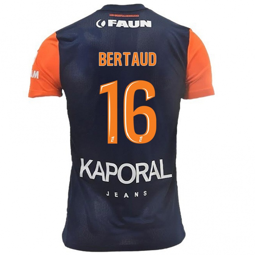 Kandiny Enfant Maillot Dimitry Bertaud #16 Bleu Marine Orange Tenues Domicile 2024/25 T-Shirt