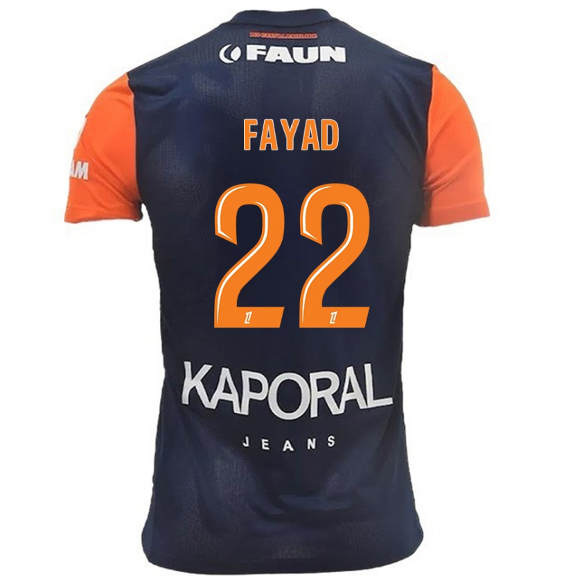 Kandiny Enfant Maillot Khalil Fayad #22 Bleu Marine Orange Tenues Domicile 2024/25 T-Shirt