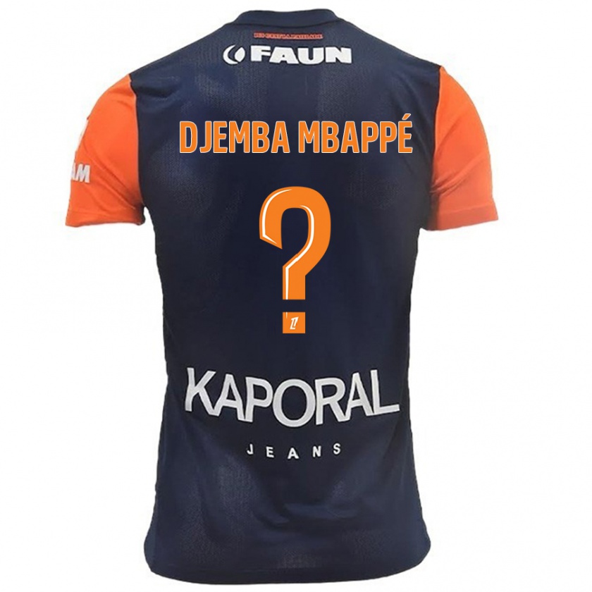 Kandiny Enfant Maillot Yvan Djemba Mbappé #0 Bleu Marine Orange Tenues Domicile 2024/25 T-Shirt