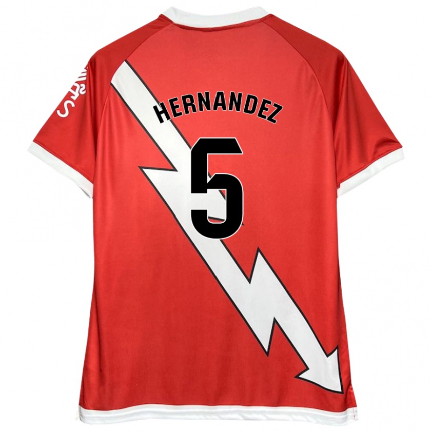 Kandiny Enfant Maillot Aridane Hernández #5 Blanc Rouge Tenues Domicile 2024/25 T-Shirt