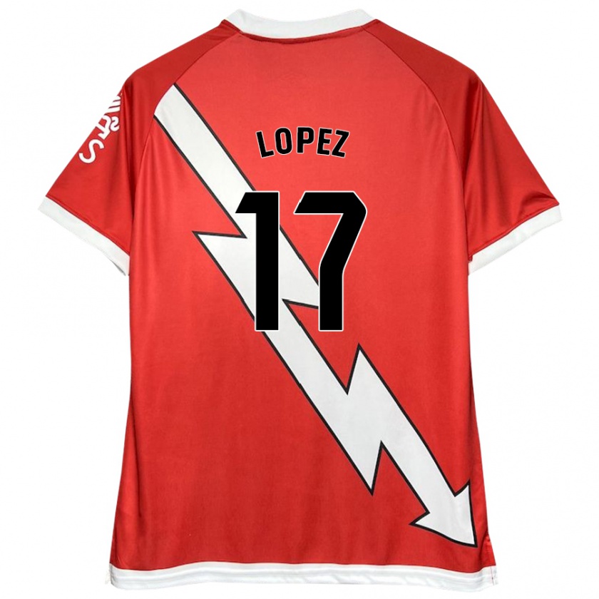 Kandiny Enfant Maillot Unai López #17 Blanc Rouge Tenues Domicile 2024/25 T-Shirt