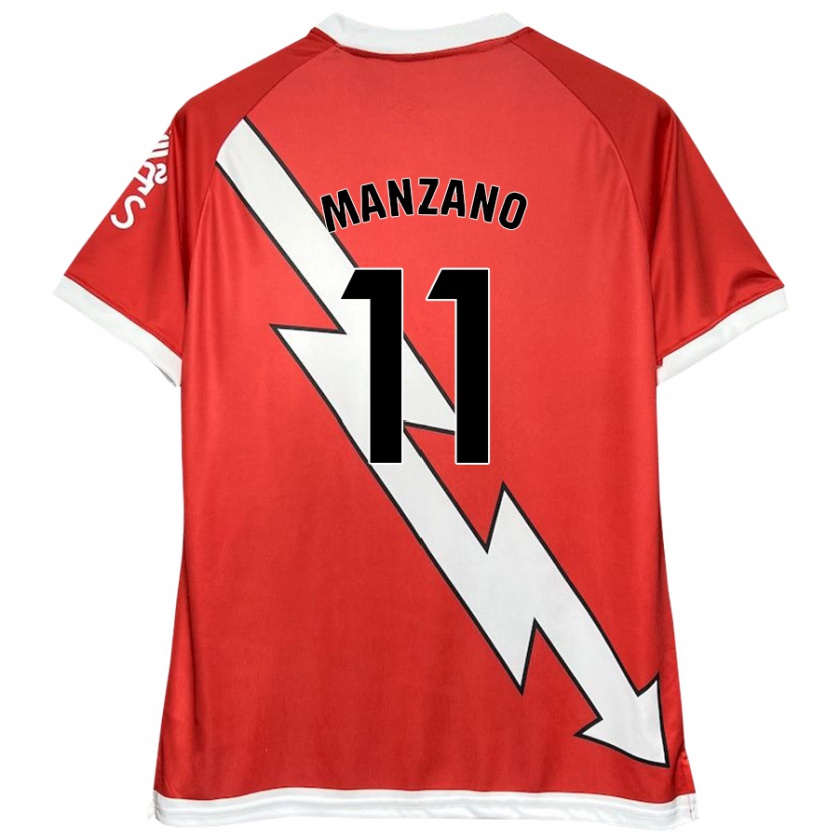 Kandiny Enfant Maillot Sergio Manzano #11 Blanc Rouge Tenues Domicile 2024/25 T-Shirt