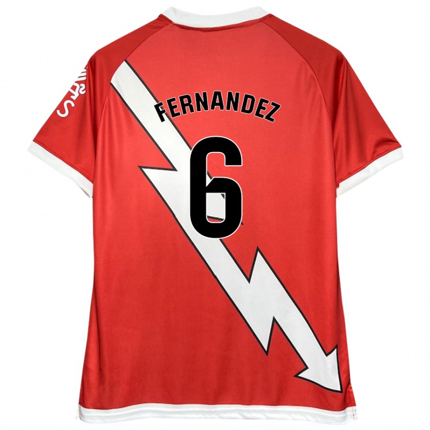 Kandiny Enfant Maillot Paula Fernández #6 Blanc Rouge Tenues Domicile 2024/25 T-Shirt