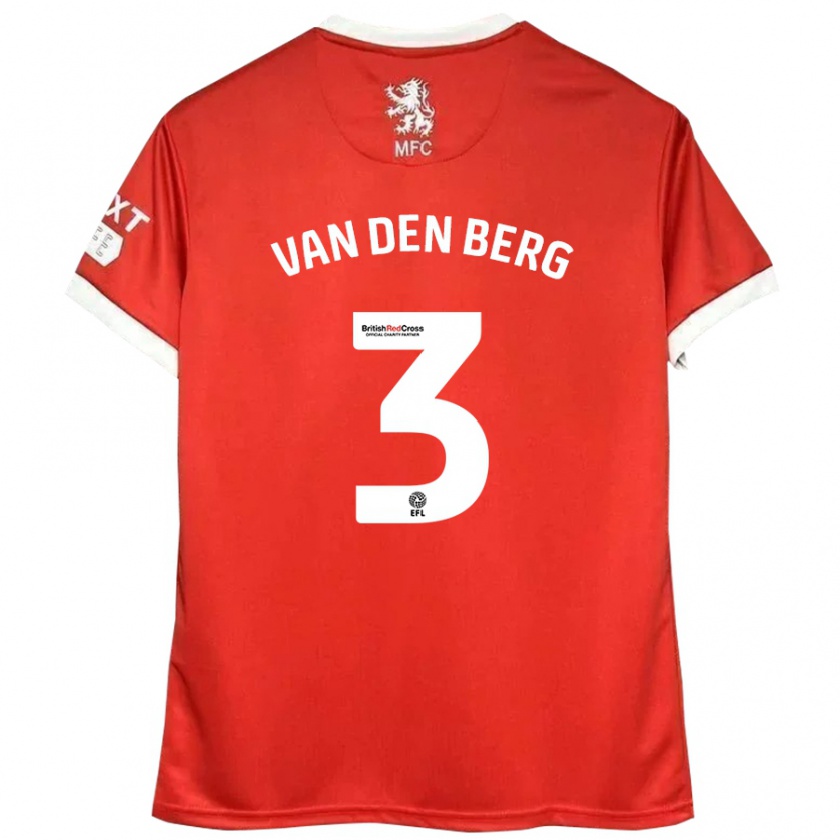 Kandiny Enfant Maillot Rav Van Den Berg #3 Rouge Blanc Tenues Domicile 2024/25 T-Shirt