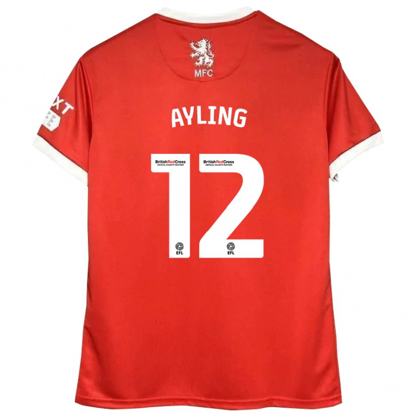 Kandiny Enfant Maillot Luke Ayling #12 Rouge Blanc Tenues Domicile 2024/25 T-Shirt