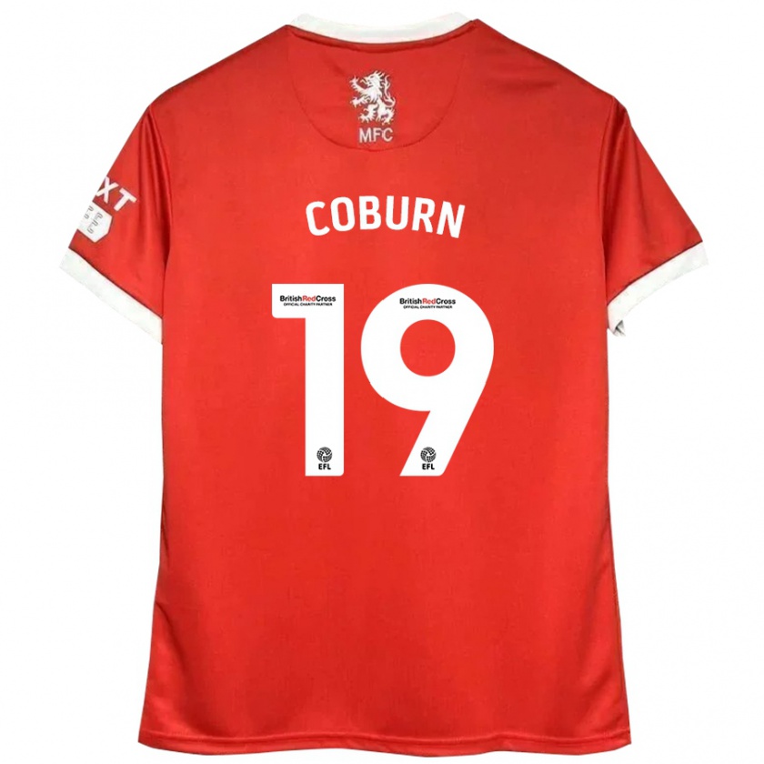 Kandiny Enfant Maillot Josh Coburn #19 Rouge Blanc Tenues Domicile 2024/25 T-Shirt