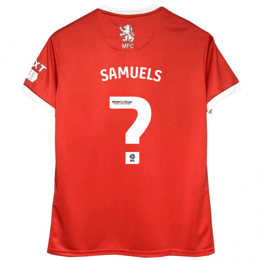 Kandiny Enfant Maillot Oliver Samuels #0 Rouge Blanc Tenues Domicile 2024/25 T-Shirt