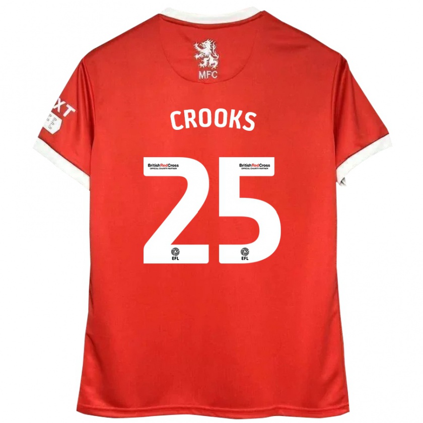 Kandiny Enfant Maillot Matt Crooks #25 Rouge Blanc Tenues Domicile 2024/25 T-Shirt