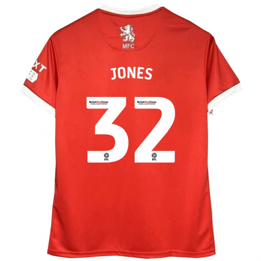 Kandiny Enfant Maillot Jamie Jones #32 Rouge Blanc Tenues Domicile 2024/25 T-Shirt