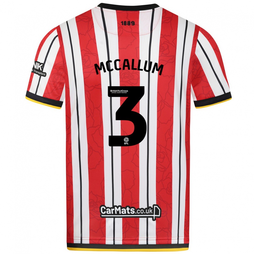 Kandiny Enfant Maillot Sam Mccallum #3 Rayures Blanches Rouges Tenues Domicile 2024/25 T-Shirt