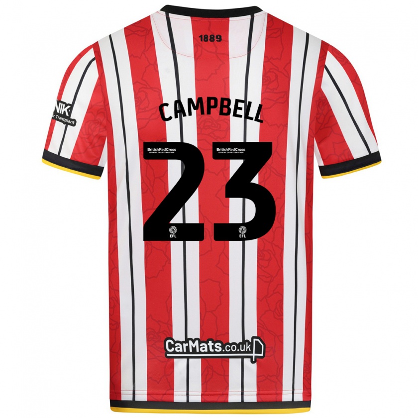 Kandiny Enfant Maillot Tyrese Campbell #23 Rayures Blanches Rouges Tenues Domicile 2024/25 T-Shirt