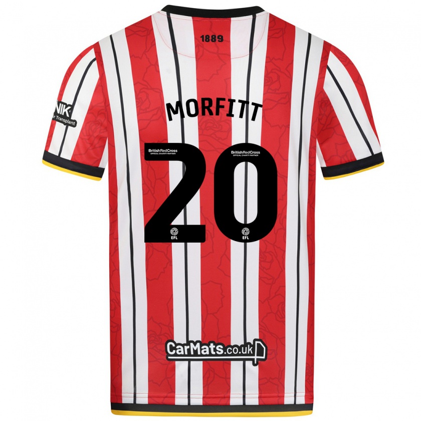 Kandiny Enfant Maillot Izzy Morfitt #20 Rayures Blanches Rouges Tenues Domicile 2024/25 T-Shirt