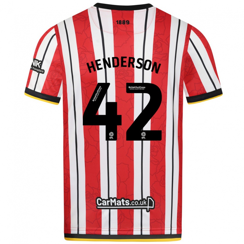 Kandiny Enfant Maillot Peyton Henderson #42 Rayures Blanches Rouges Tenues Domicile 2024/25 T-Shirt