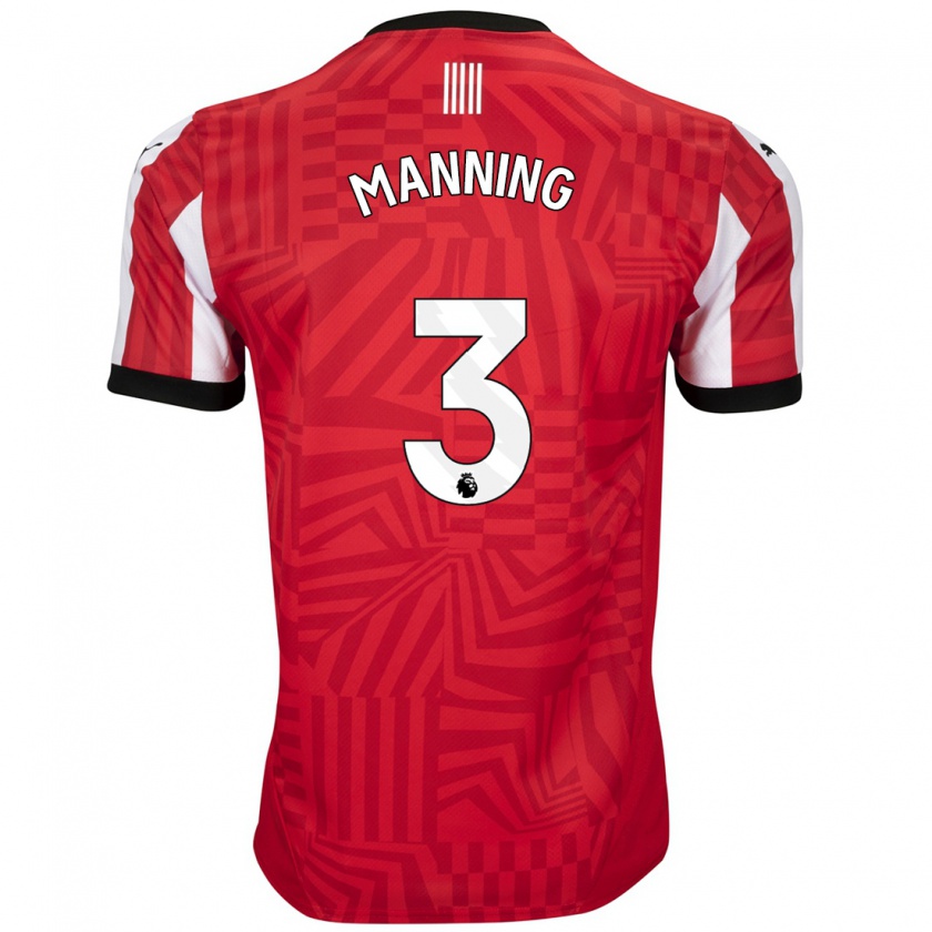 Kandiny Enfant Maillot Ryan Manning #3 Rouge Blanc Tenues Domicile 2024/25 T-Shirt