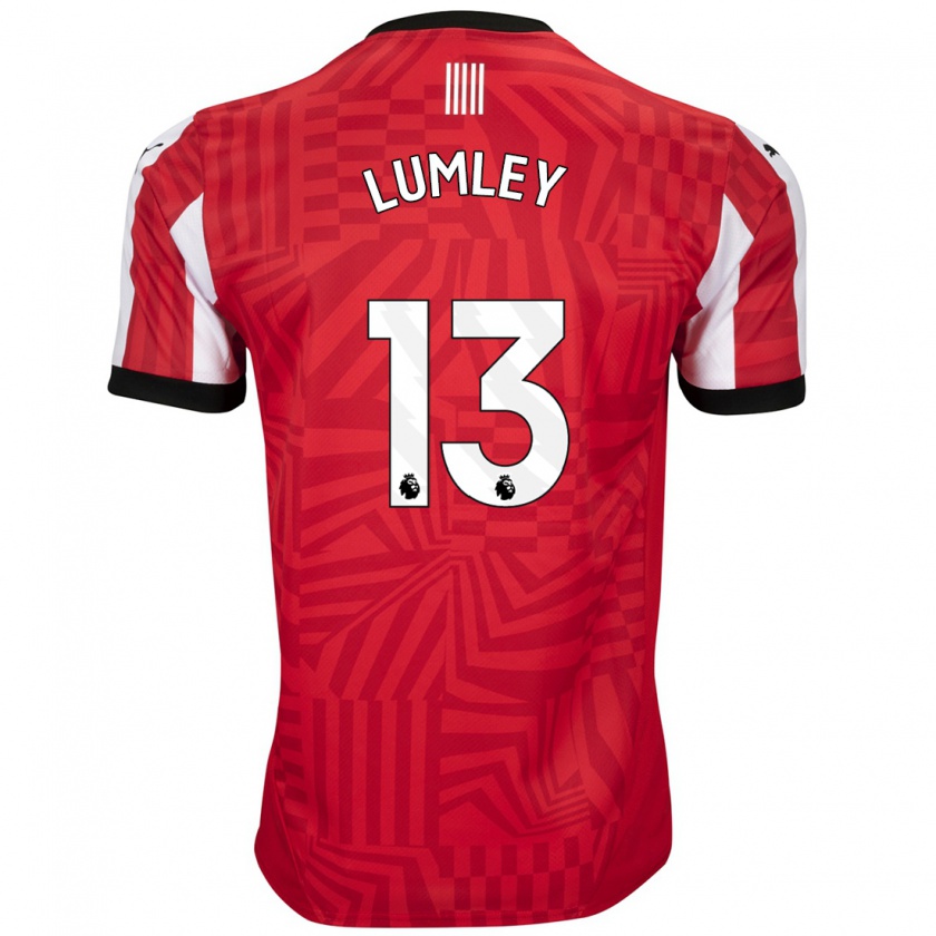 Kandiny Enfant Maillot Joe Lumley #13 Rouge Blanc Tenues Domicile 2024/25 T-Shirt