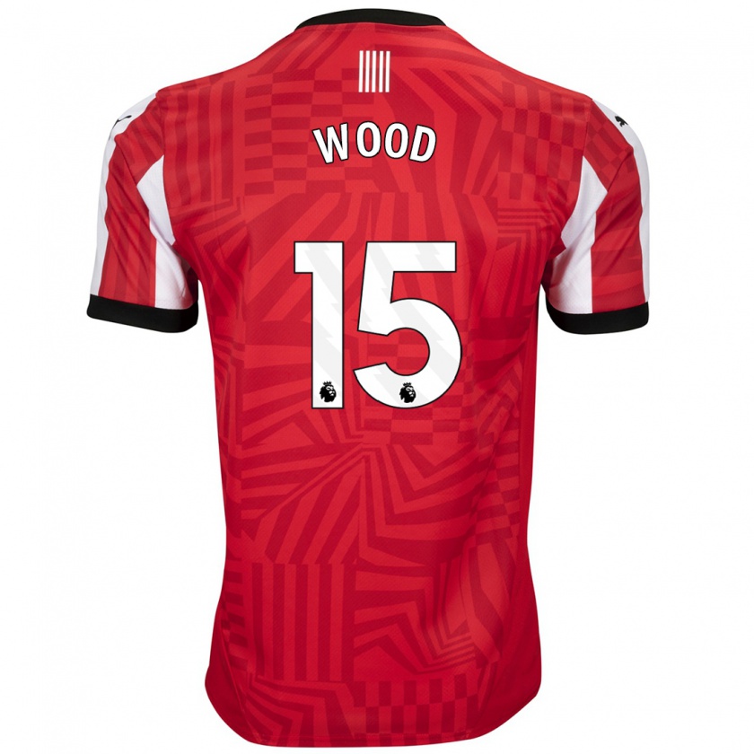 Kandiny Enfant Maillot Nathan Wood #15 Rouge Blanc Tenues Domicile 2024/25 T-Shirt