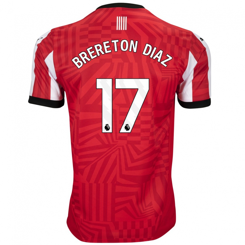 Kandiny Enfant Maillot Ben Brereton Díaz #17 Rouge Blanc Tenues Domicile 2024/25 T-Shirt