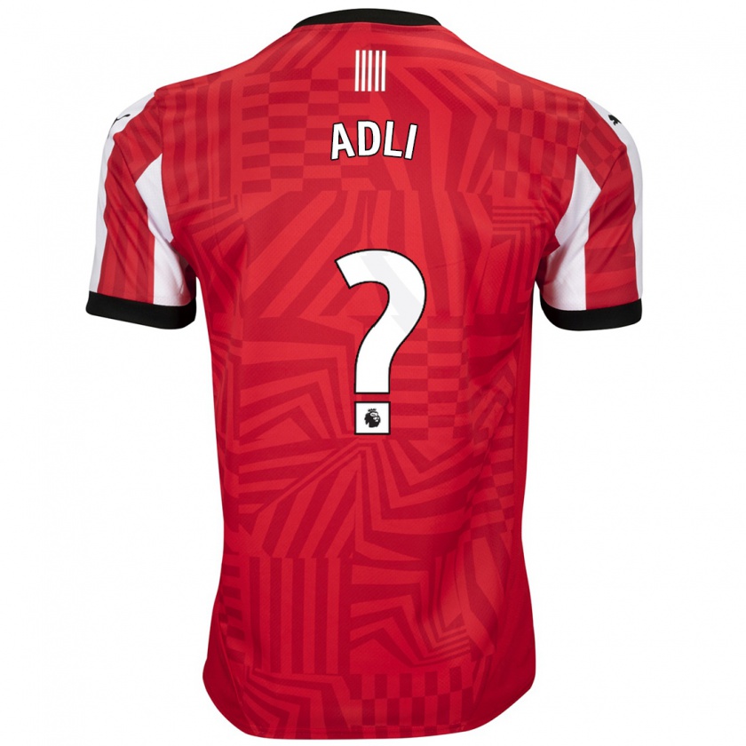 Kandiny Enfant Maillot Mohamed Adli #0 Rouge Blanc Tenues Domicile 2024/25 T-Shirt