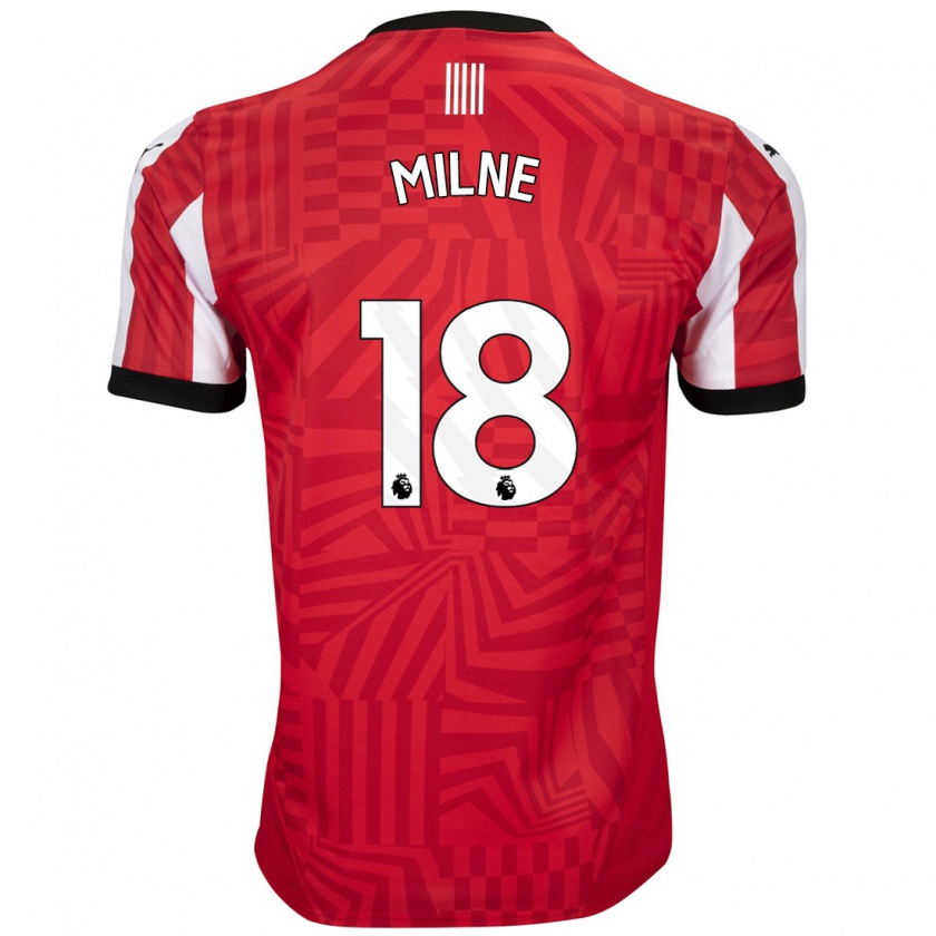 Kandiny Enfant Maillot Izzy Milne #18 Rouge Blanc Tenues Domicile 2024/25 T-Shirt