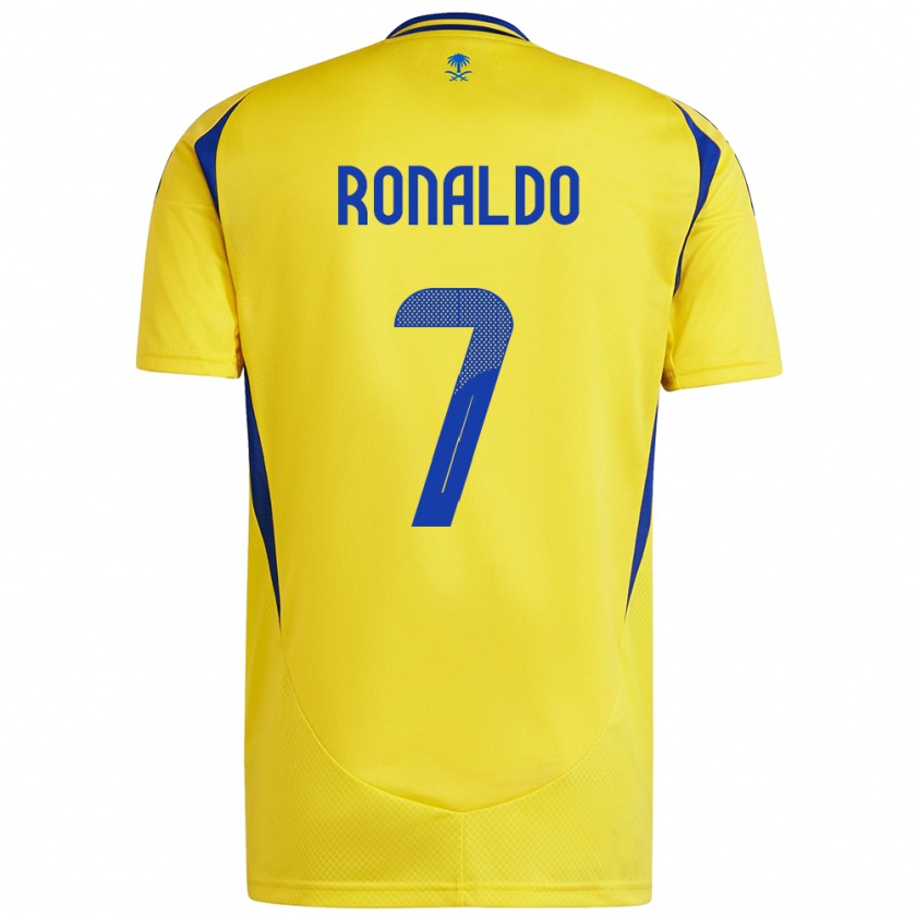 Kandiny Enfant Maillot Cristiano Ronaldo #7 Jaune Bleu Tenues Domicile 2024/25 T-Shirt