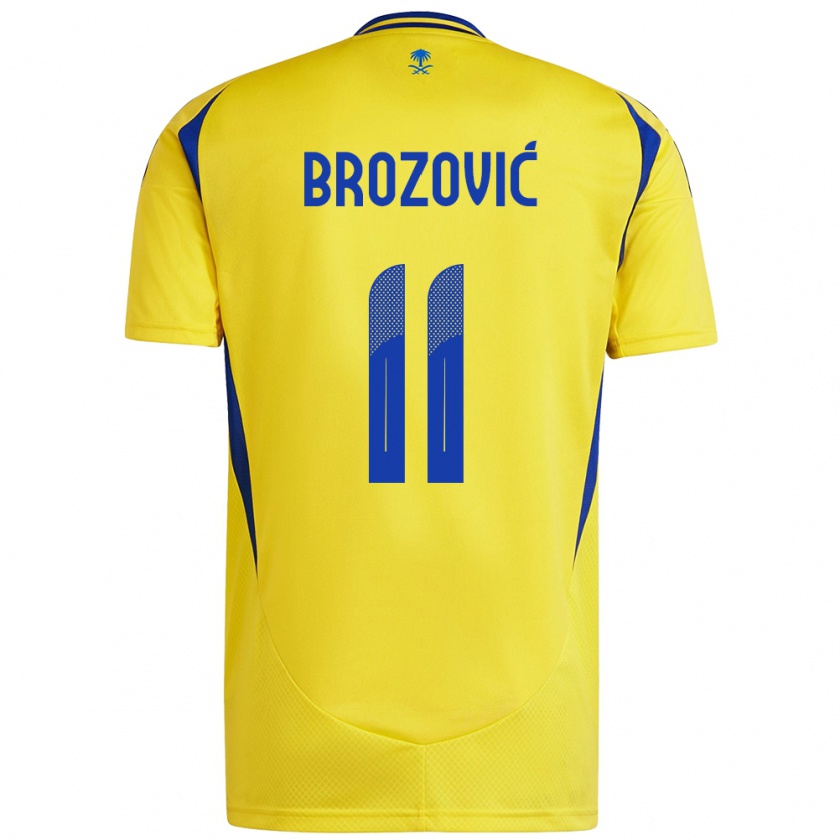 Kandiny Enfant Maillot Marcelo Brozovic #11 Jaune Bleu Tenues Domicile 2024/25 T-Shirt