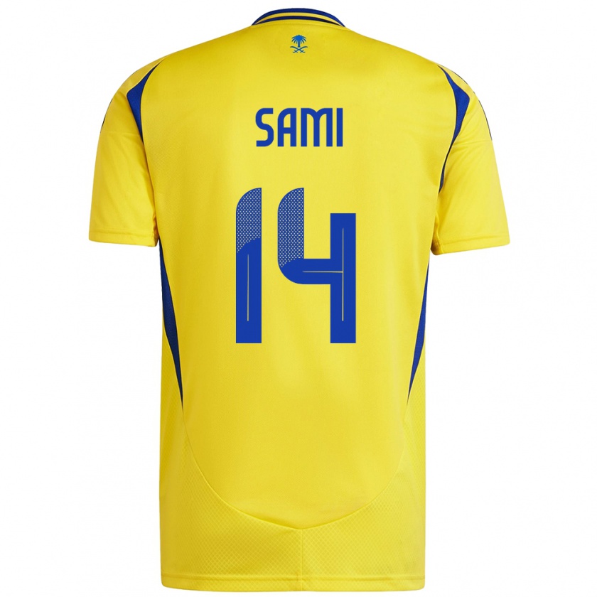 Kandiny Enfant Maillot Sami Al-Najei #14 Jaune Bleu Tenues Domicile 2024/25 T-Shirt