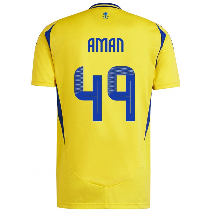 Kandiny Enfant Maillot Awad Aman #49 Jaune Bleu Tenues Domicile 2024/25 T-Shirt